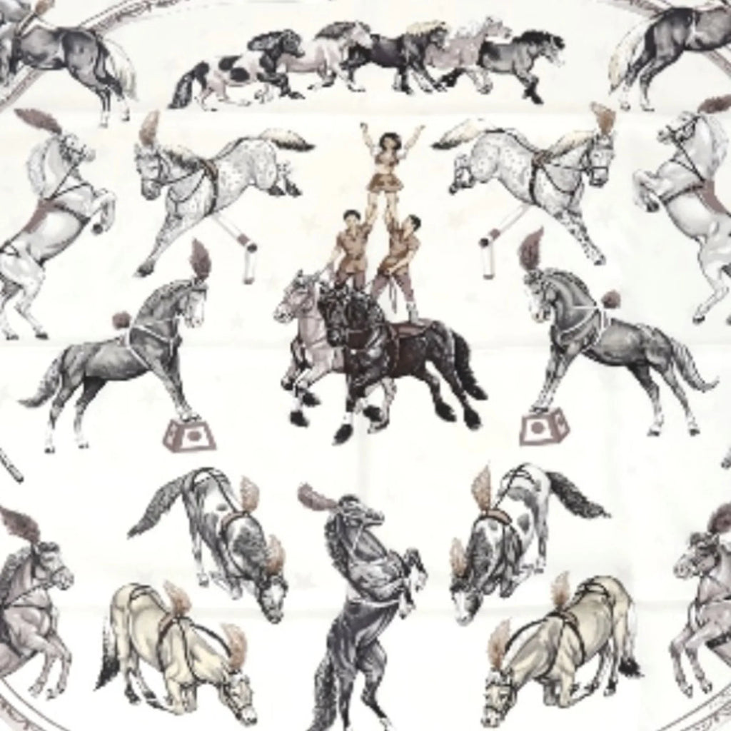 Pre-Owned HERMES Scarf Carre90 100% Silk Hermes White (Good)