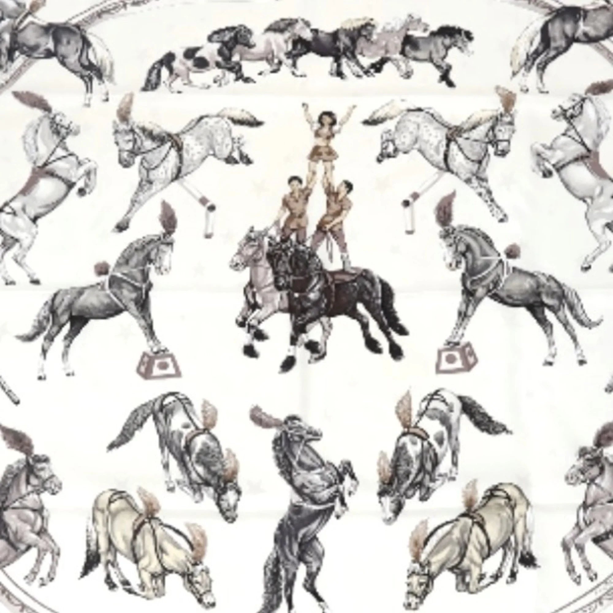 Pre-Owned HERMES Scarf Carre90 100% Silk Hermes White (Good)