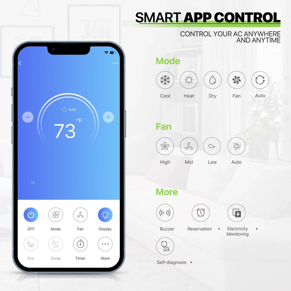 Magshion 9000 BTU 22 SEER Mini Split Air Conditioner & Heater Ductless Inverter System, Cools Up to 400 Sq.Ft., AC Unit with WIFI Smart Control & Pre-Charged Condenser, White