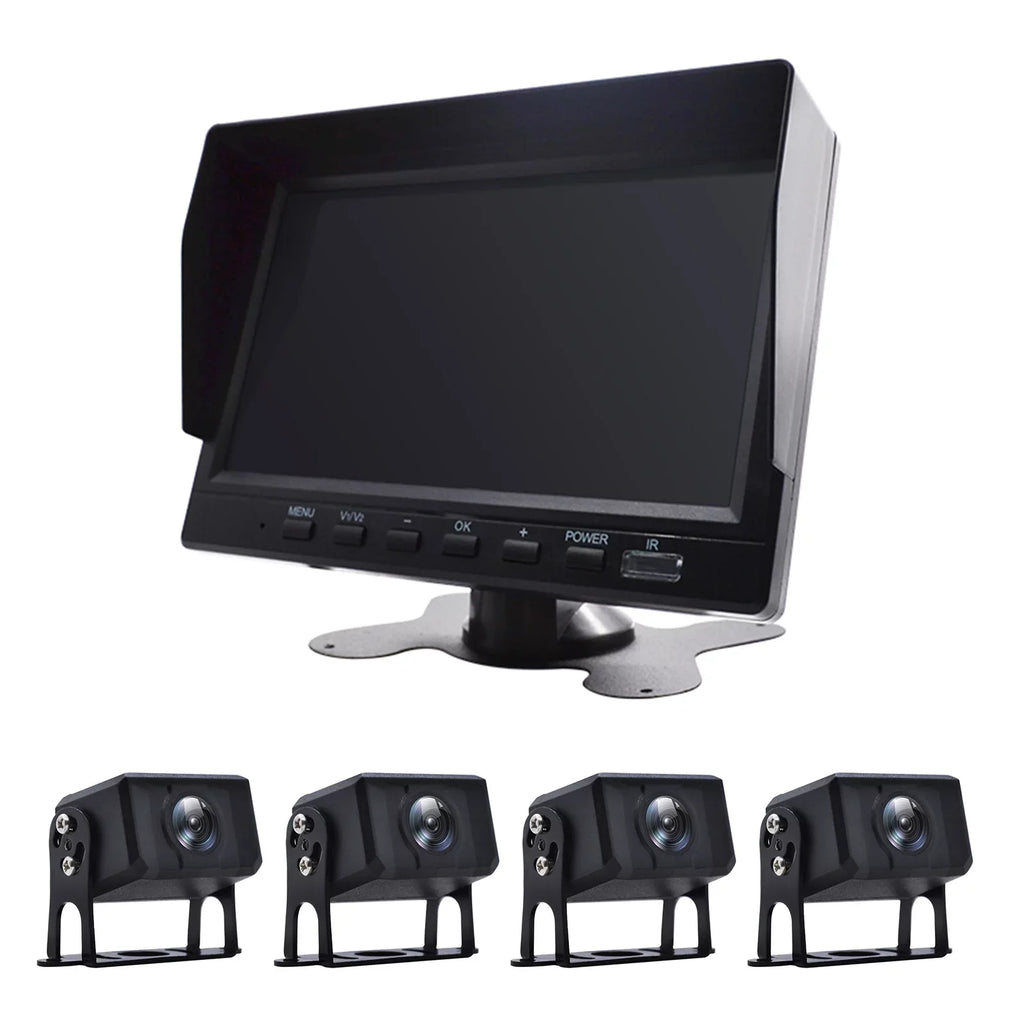 7" Monitor DVR Driving Video Recorder for RV Truck Bus+4 Rear View Backup Camera