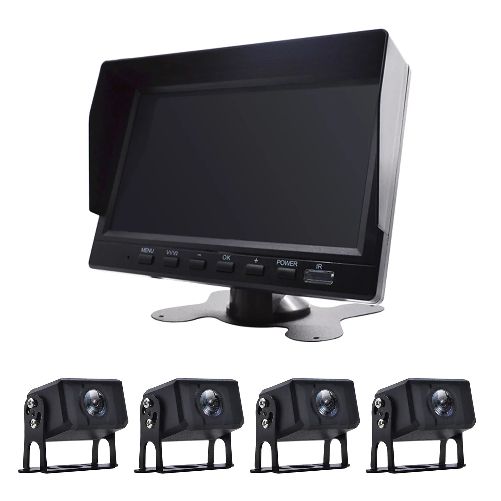 7" Monitor DVR Driving Video Recorder for RV Truck Bus+4 Rear View Backup Camera
