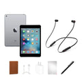 Restored Apple Mini 4 (2015), 7.9" screen, 128GB, Space Gray, Wi-Fi, Beats Flex, Case, Tempered Glass, Stylus Pen, Charging Accessories.