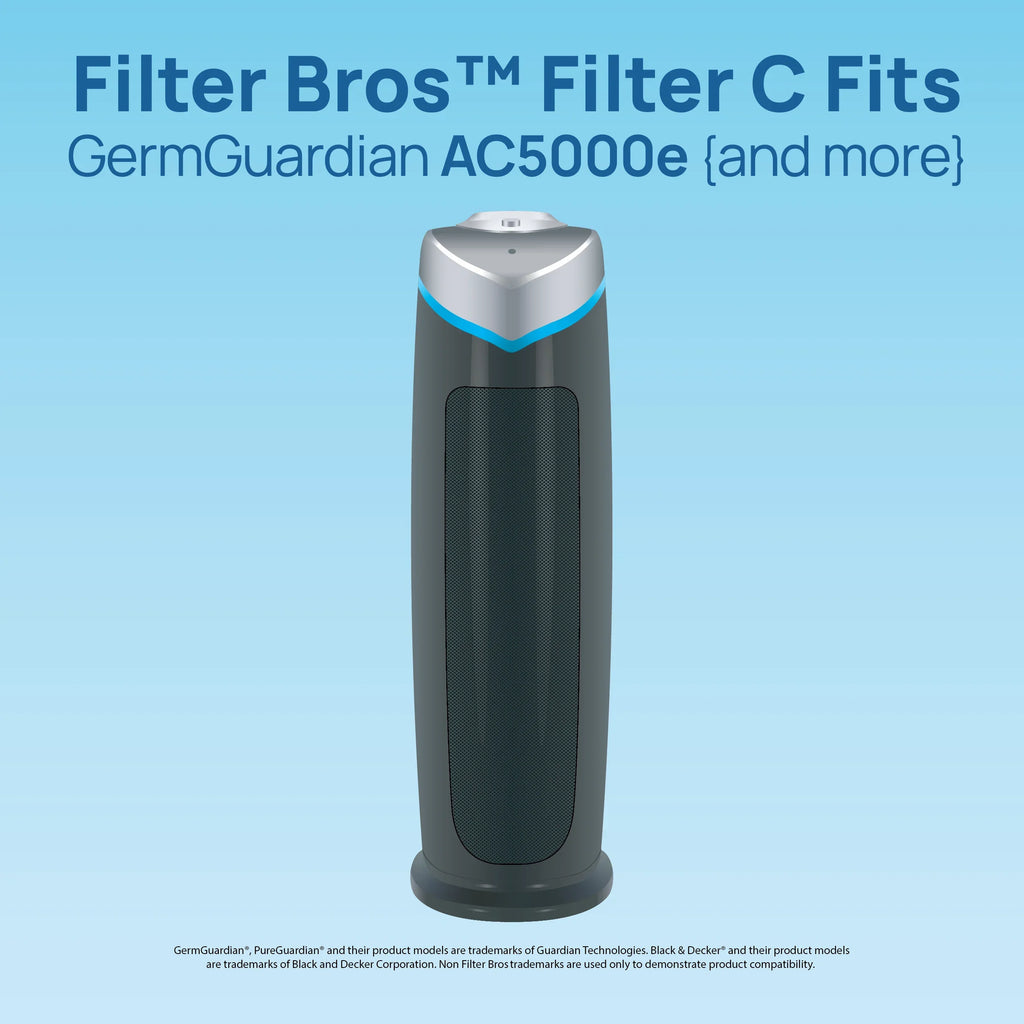 Filter Bros Filter C Fitting With GermGuardian FLT5000 - AC5000, AC5000E, HEPA Replacement For Home Air Cleaner Purifiers, AC5300B, AC5250PT With Technologies and AC5350B, AC5350BCA, AC5350W, AC530