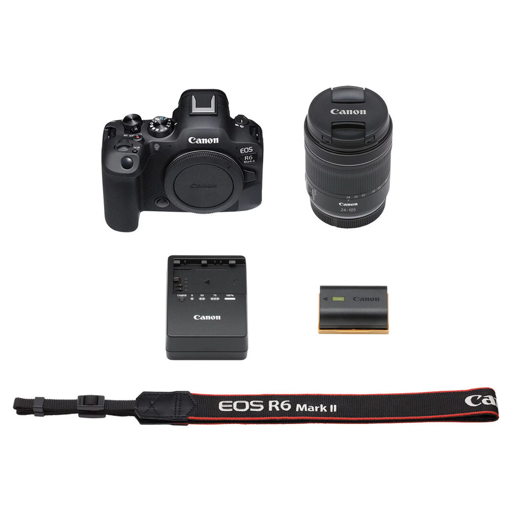Canon EOS R6 Mark II Mirrorless Digital Camera with RF 24-105mm f/4-7.1 STM Lens + 64GB Memory + Case+ Steady Grip Pod + Tripod+ Software Pack + More (30pc Bundle)