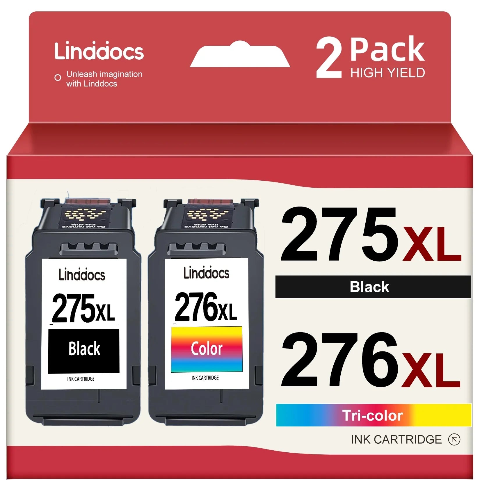 275XL Ink Cartridges for Canon Ink 275 and 276 for PIXMA TS3520 TS3522 TS3500 TR4720 TR4700 Printers (2 Pack - Black , Tri-color)