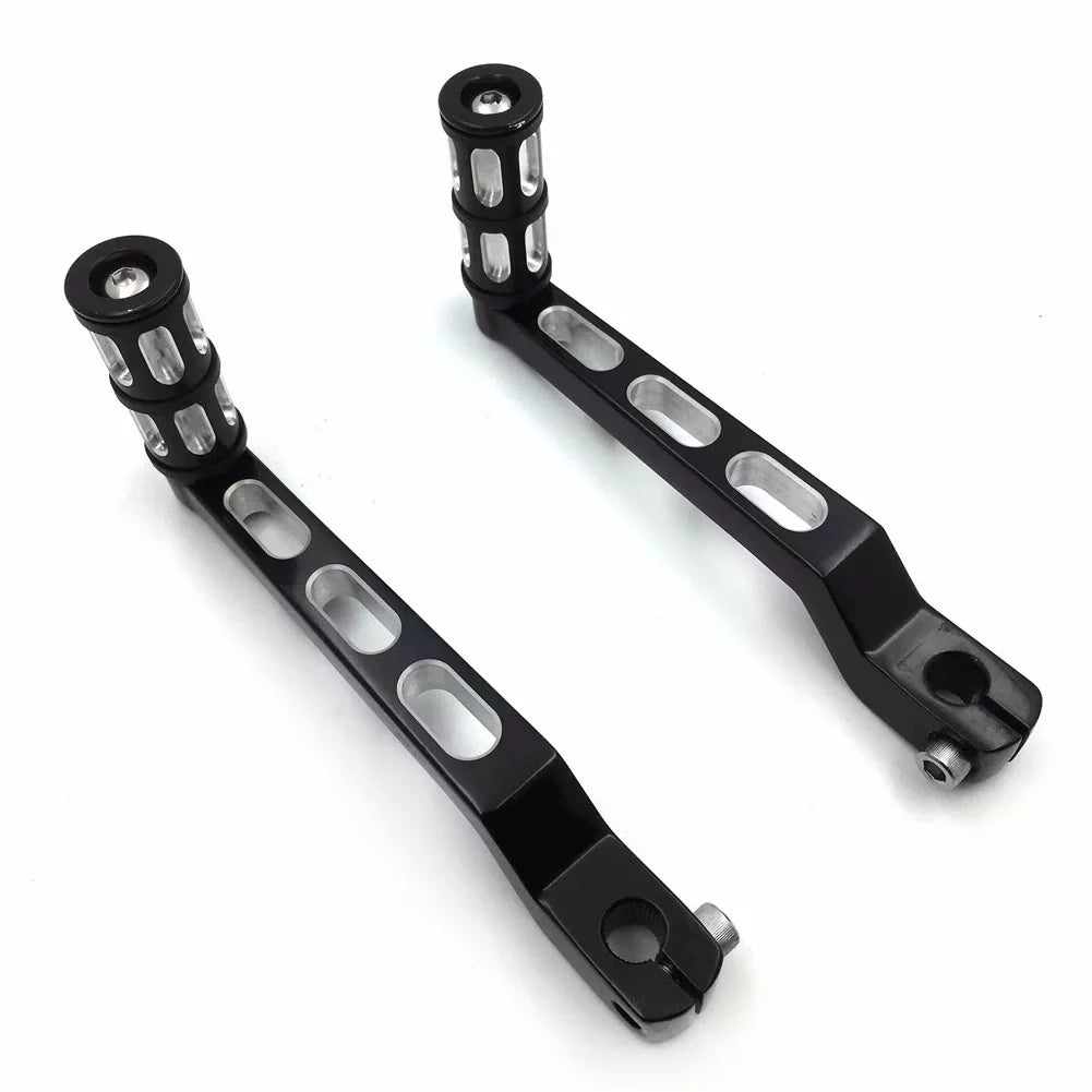 HTT- Style 009A- Motorcycle Black Aluminum Heel Toe Shift Levers/Gear Shift Pedal Levers w/ Shifter Pegs For Harley Davidson Electra Glide 1988 and later