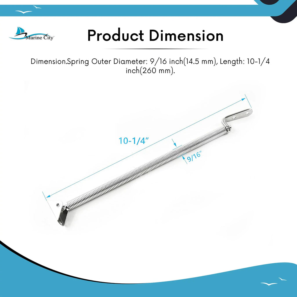 Marine City Stainless-Steel Hatch Spring Adjuster with U-Bolt and L-Shape Plate 8-1/4 inches or 10-1/4 inches Length: 10-1/4 inches