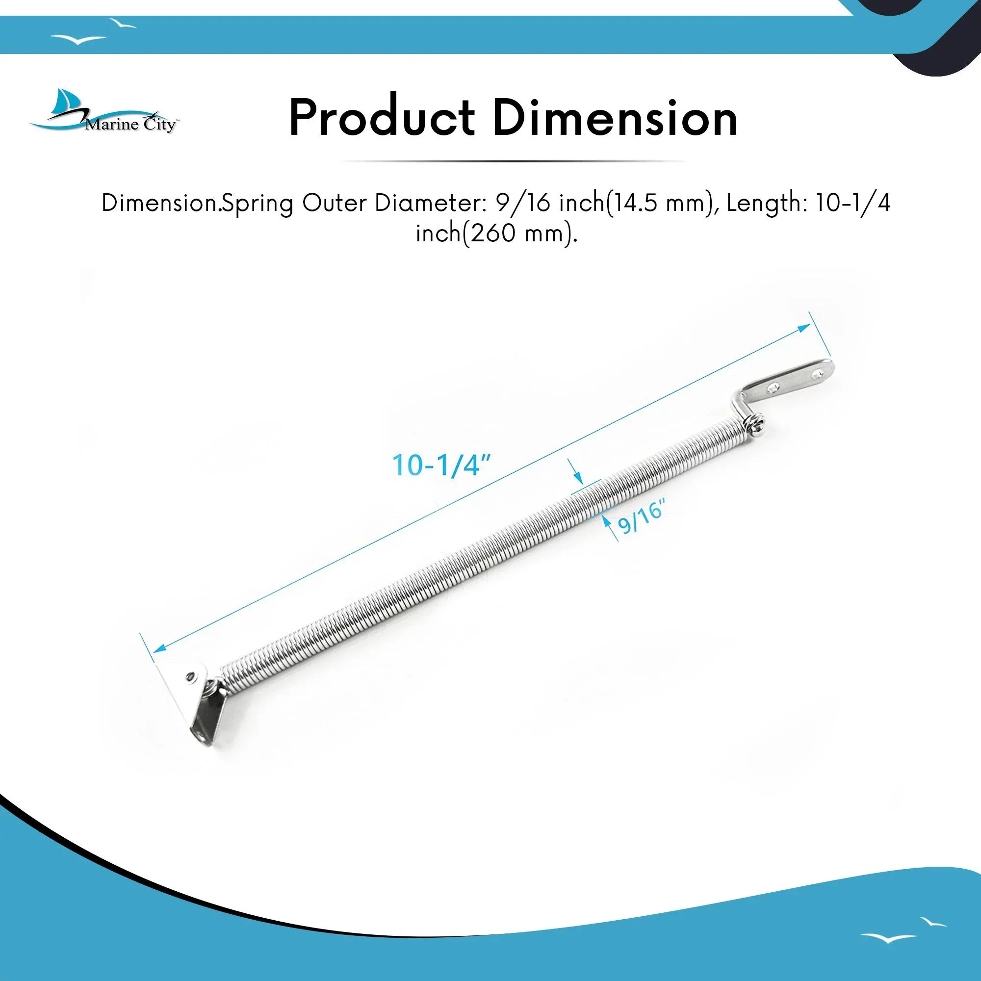 Marine City Stainless-Steel Hatch Spring Adjuster with U-Bolt and L-Shape Plate 8-1/4 inches or 10-1/4 inches Length: 10-1/4 inches