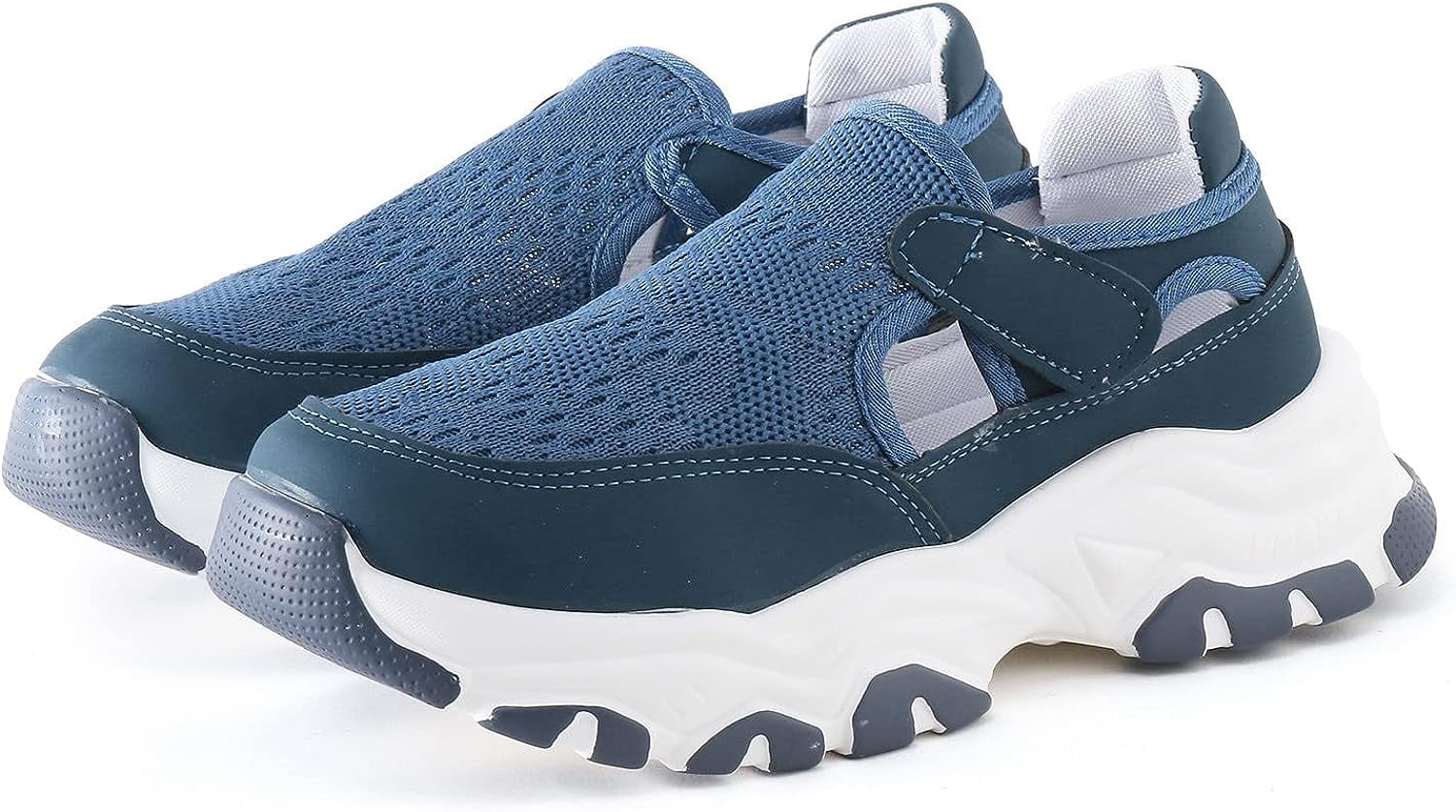 Women's Four Seasons Solid Color Non Slip Flat Round Toe Breathable Hook Loop Mesh Shoes Women Wedges