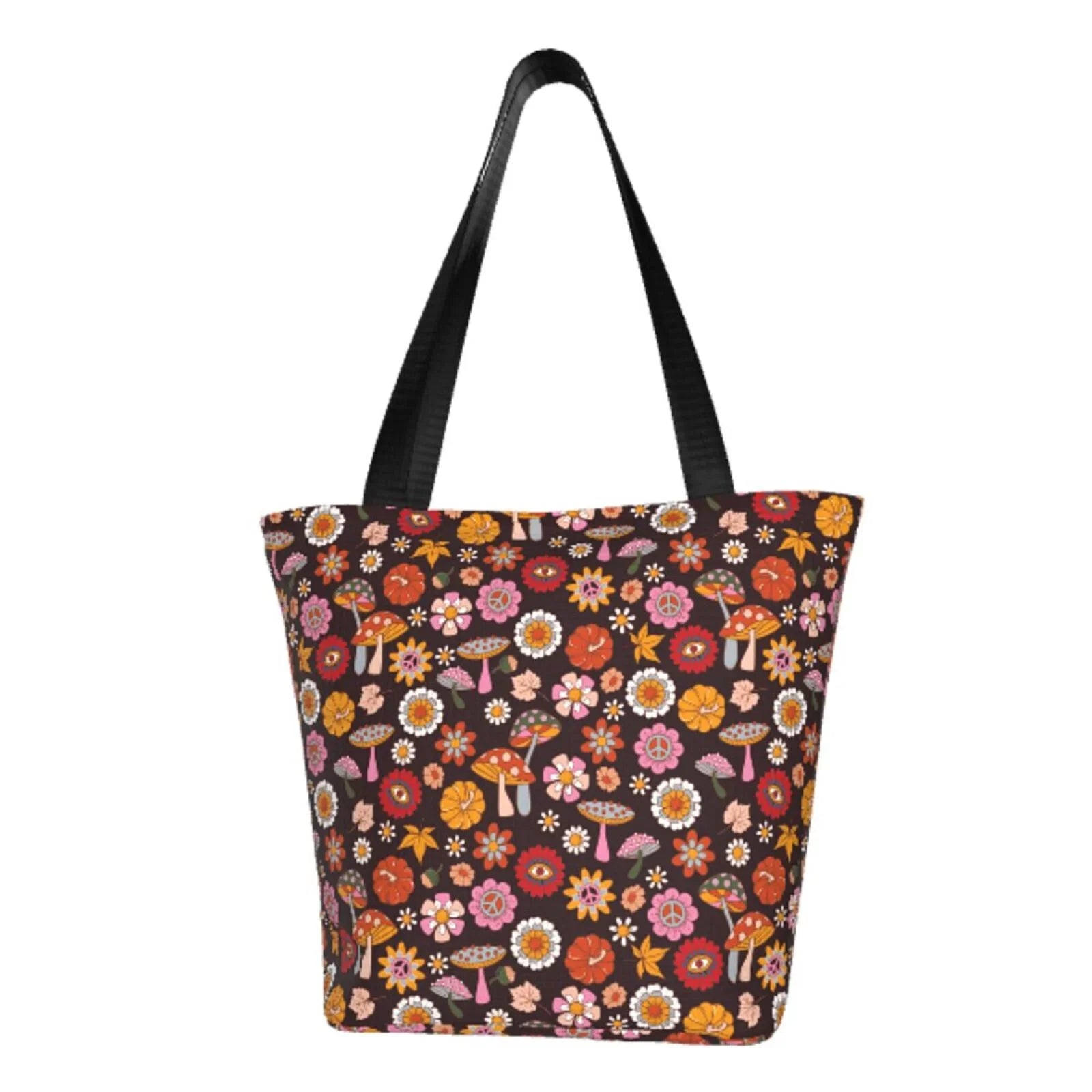 Lukts 70s Groovy Hippie Retro Tote Bag,Shoulder Bag Women'S Hobos Handbags Large Capacity Shopping Bag