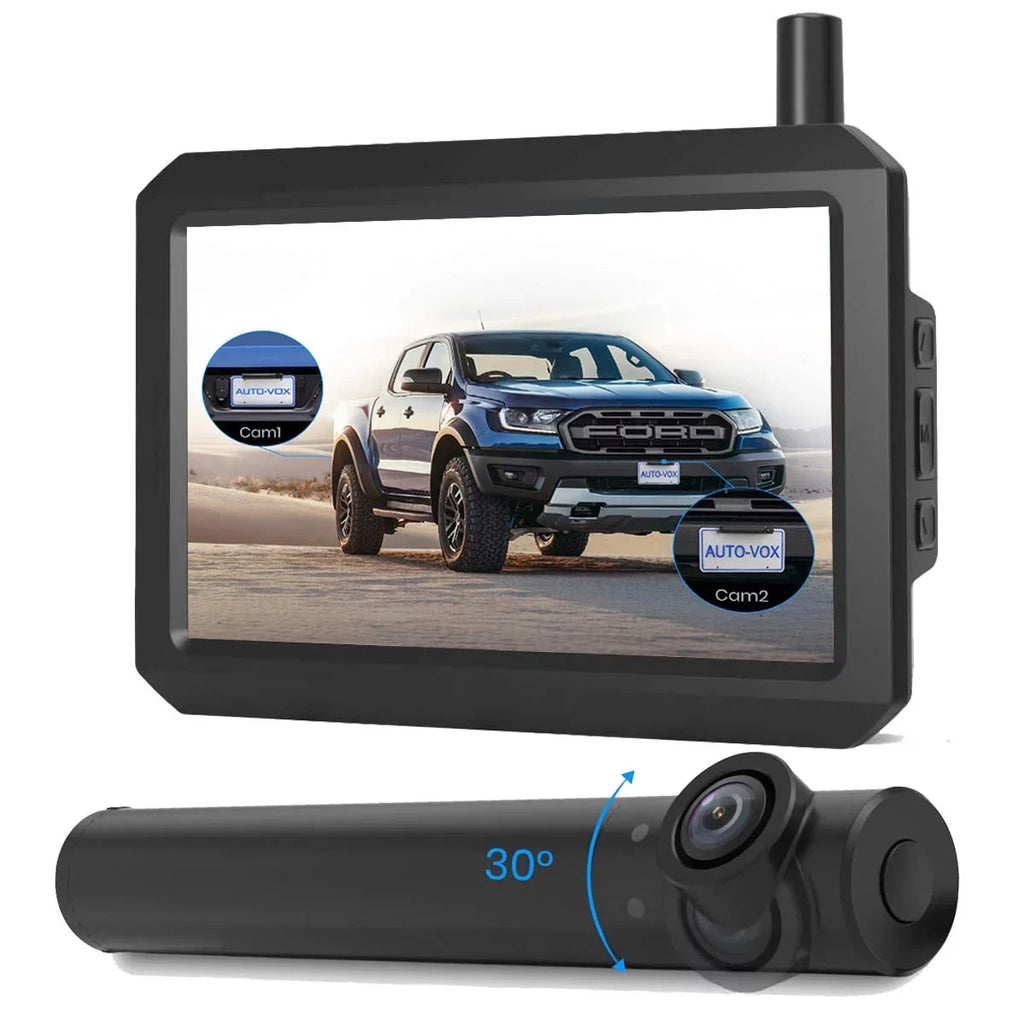 AUTO-VOX TW1 Wireless Backup Camera for Trucks, 3Mins DIY Installation, Mini Size Back Up Camera Systems for Car, Super Night Vision Rear/Front View with 5'' Monitor