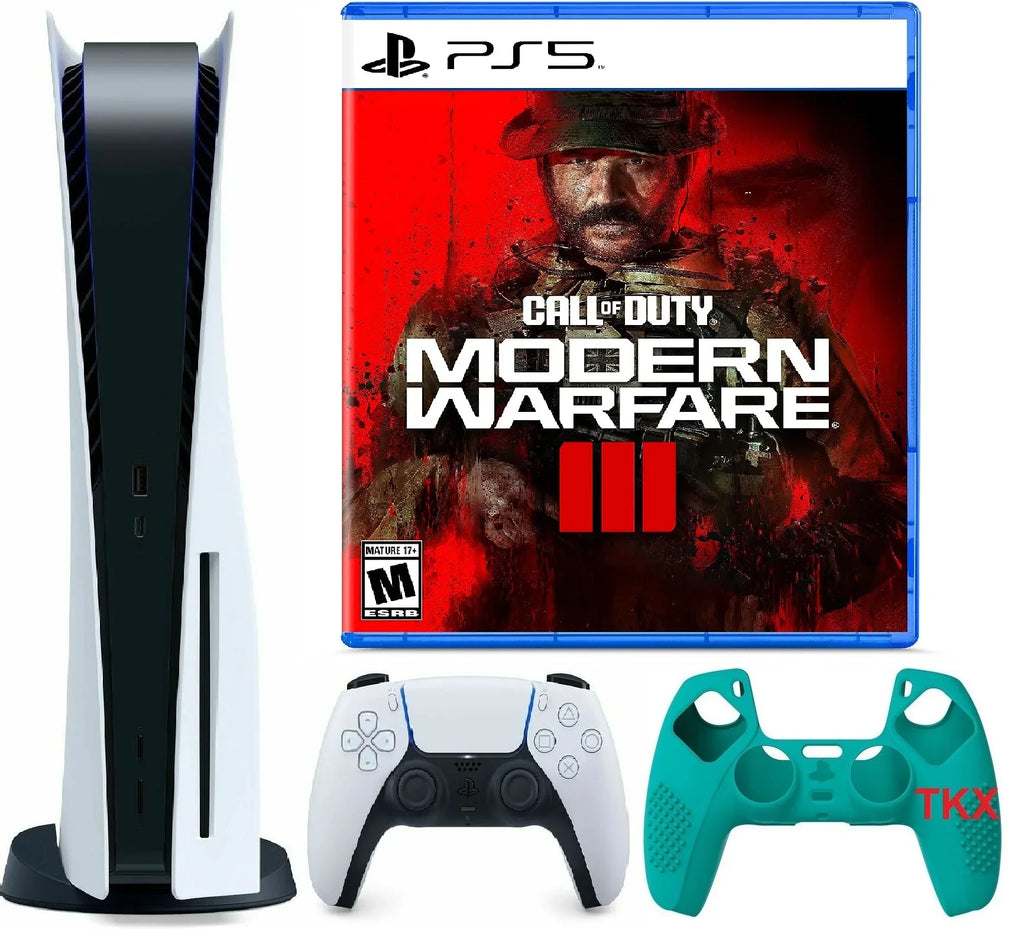 2023 Newest PlayStation_PS5 Gaming Console Disc Version Bundle with Call of Duty Modern Warfare III / Silicone Controller Protection Skin