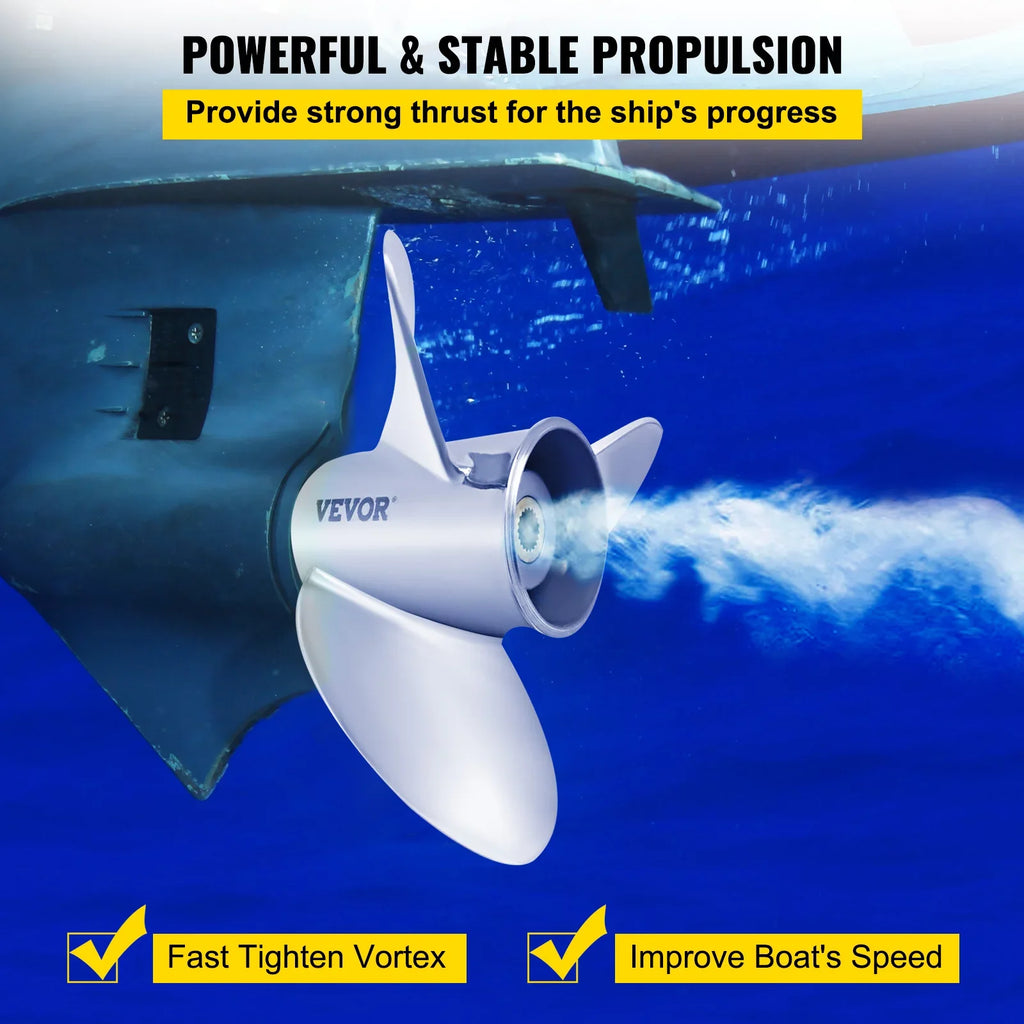 VEVOR Outboard Propeller, 3-Blade 14.5" x 21" Vessel Propeller, Replace for OEM 3860709, Matching with SX Sterndrives Outboard Volvo Penta Engine, Right-handed Steel Propeller Steel & 19 Spline Teeth