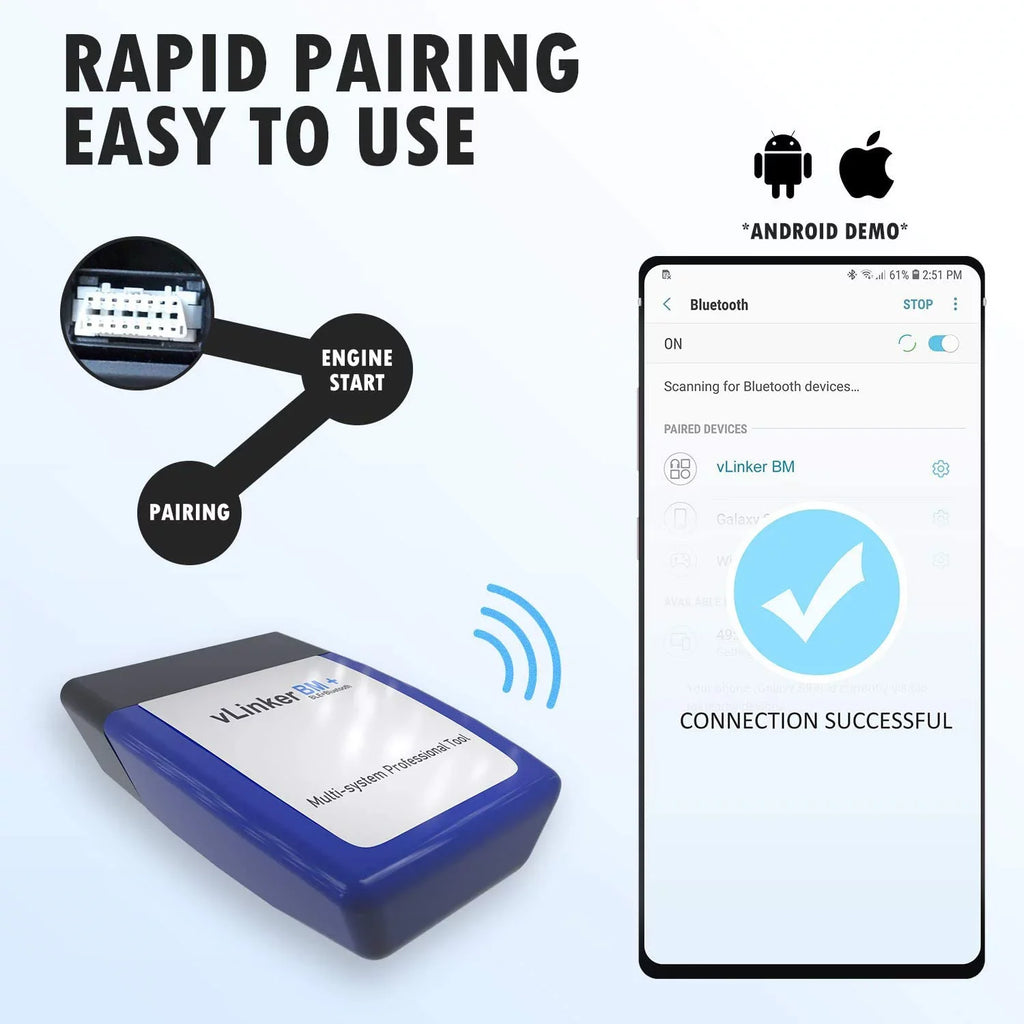 Vgate vLinker BM+ Bluetooth BLE OBD2 Scanner for BMW/Mini, Works with iPhone & Android Unlock Car Hidden Features in BimmerCode, OBD II Diagnostic Tool