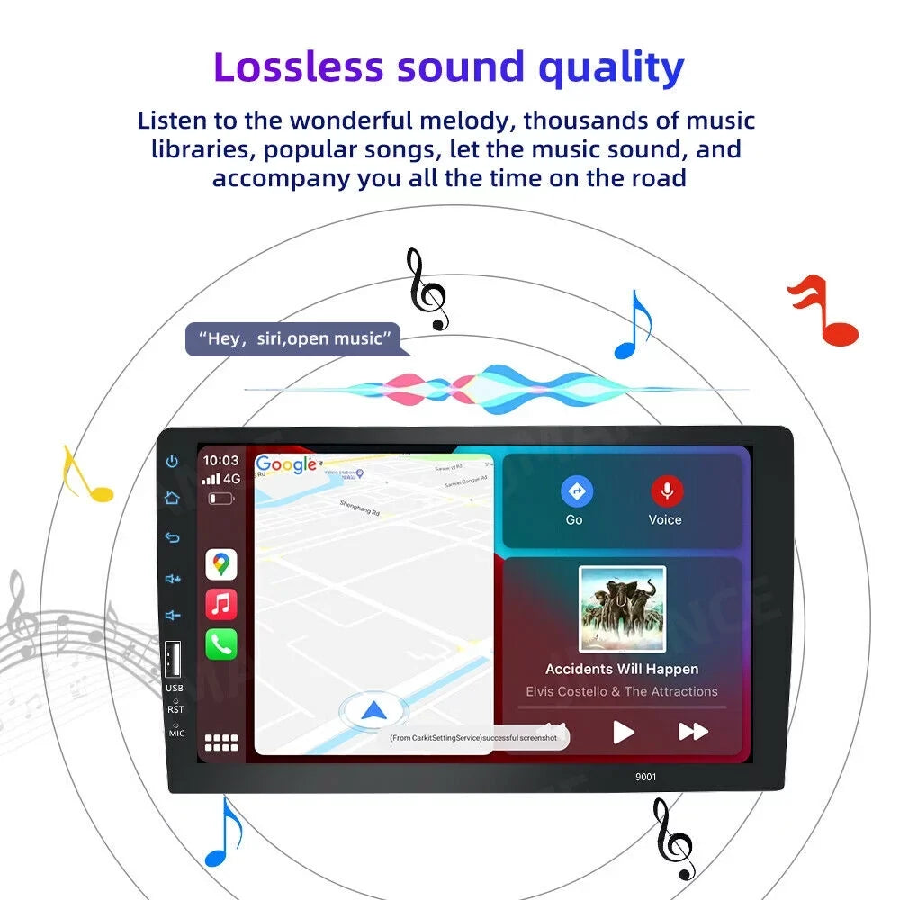 JMANCE MP5 Apple Carplay Android Auto Car Audio GPS 9" Single Din FM Radio with Camera