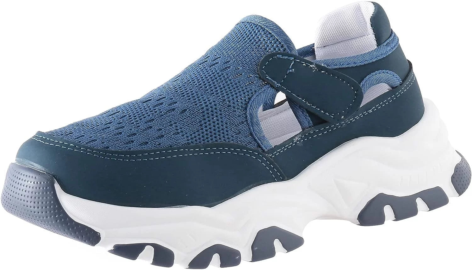 Women's Four Seasons Solid Color Non Slip Flat Round Toe Breathable Hook Loop Mesh Shoes Women Wedges