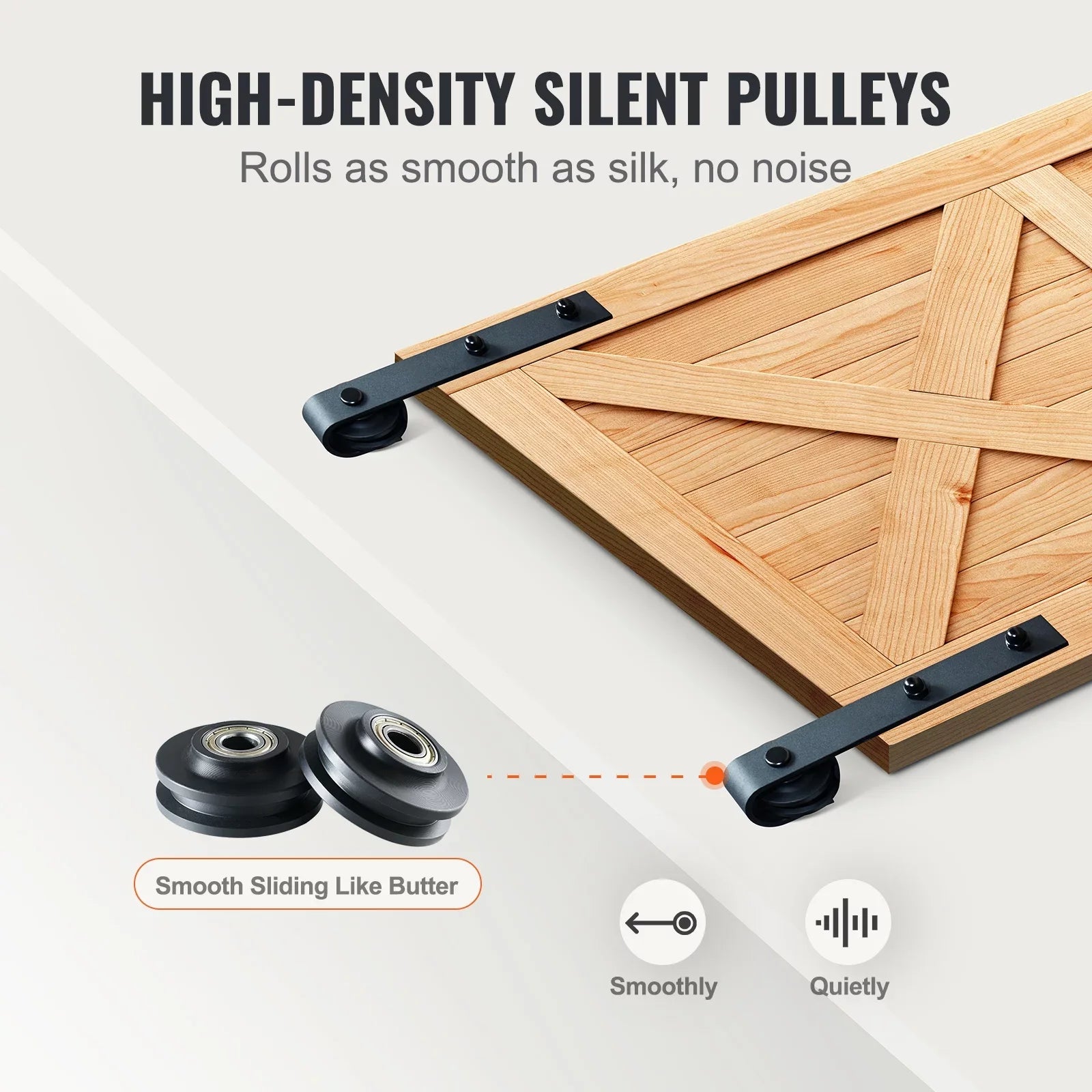 BENTISM 8FT Sliding Barn Door Hardware Closet Track Kit for Single Door J Hanger