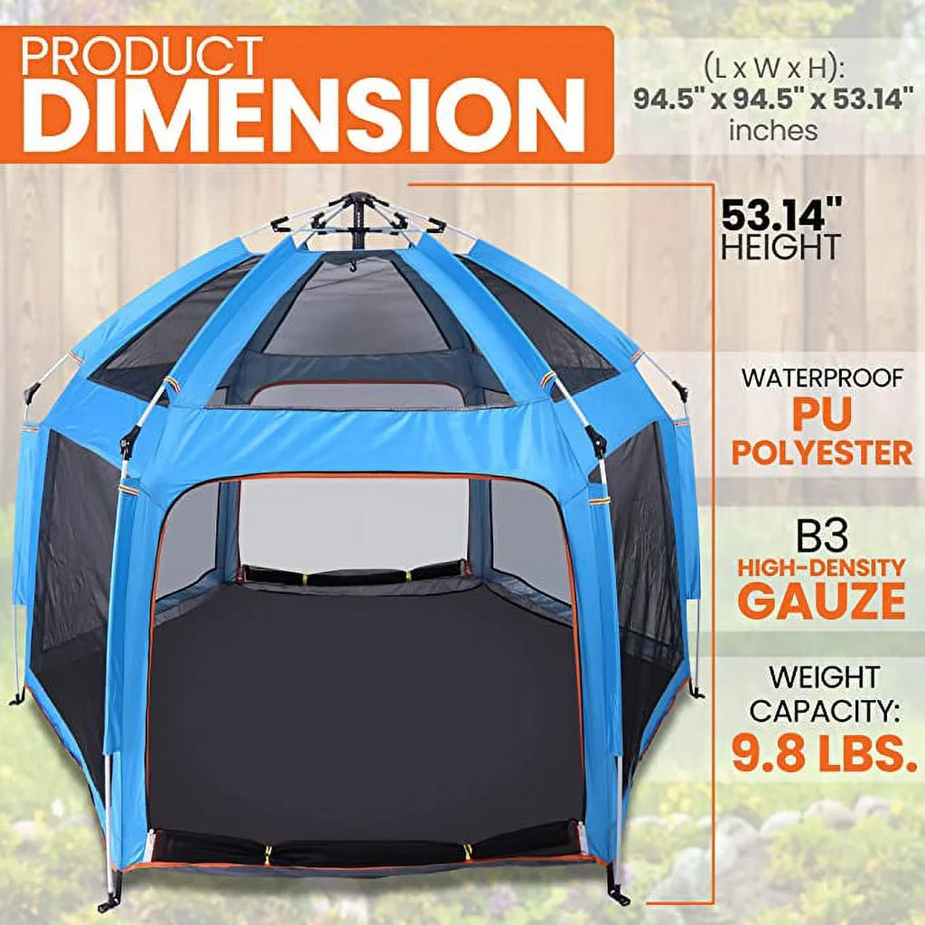 Serenelife On-The Go Baby and Toddler Pack and Playpen W/ Canopy, 5 Panel Mattress, (Blue)