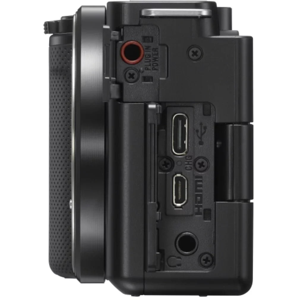 Sony ZV-E10 Mirrorless Camera |16-50mm Lens (Black) Bundle with Transcend 64GB Memory Card + Flexible Tripod + Camera Bag + Cleaning Kit (5 Items)