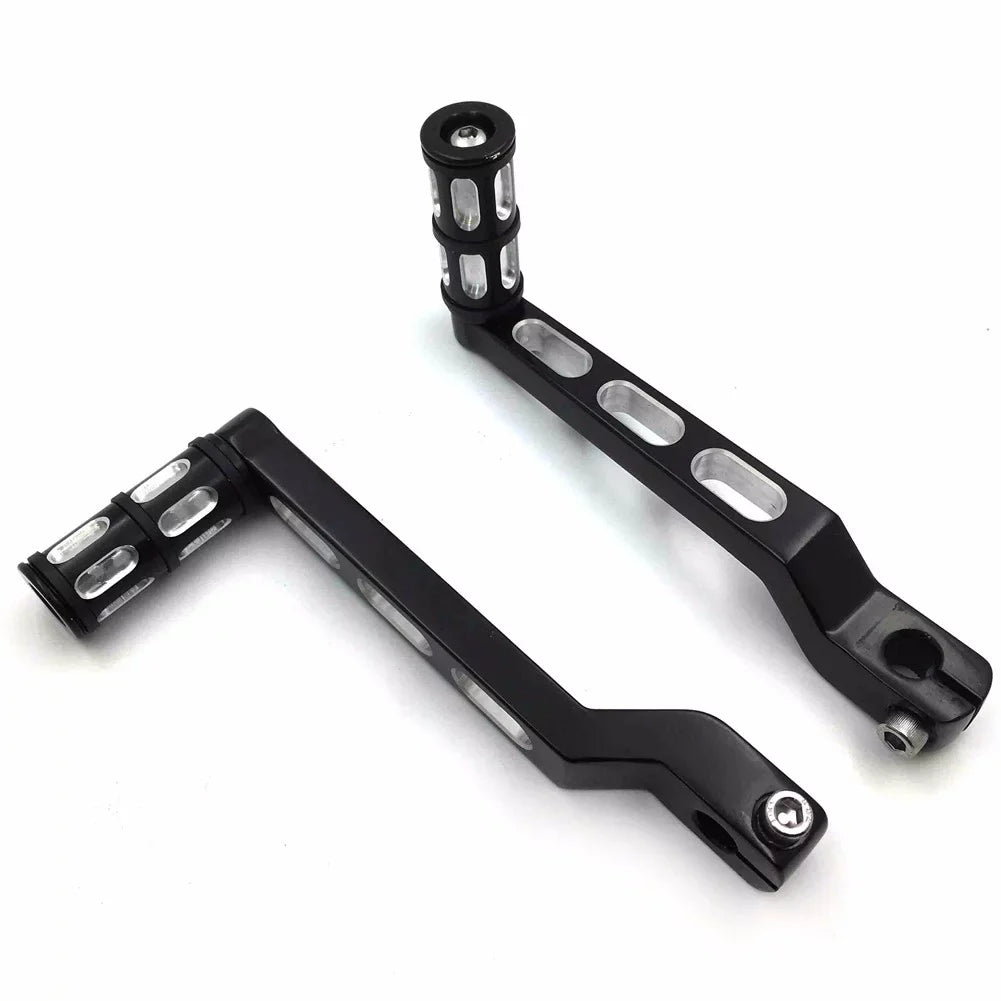 HTT- Style 009A- Motorcycle Black Aluminum Heel Toe Shift Levers/Gear Shift Pedal Levers w/ Shifter Pegs For Harley Davidson Electra Glide 1988 and later