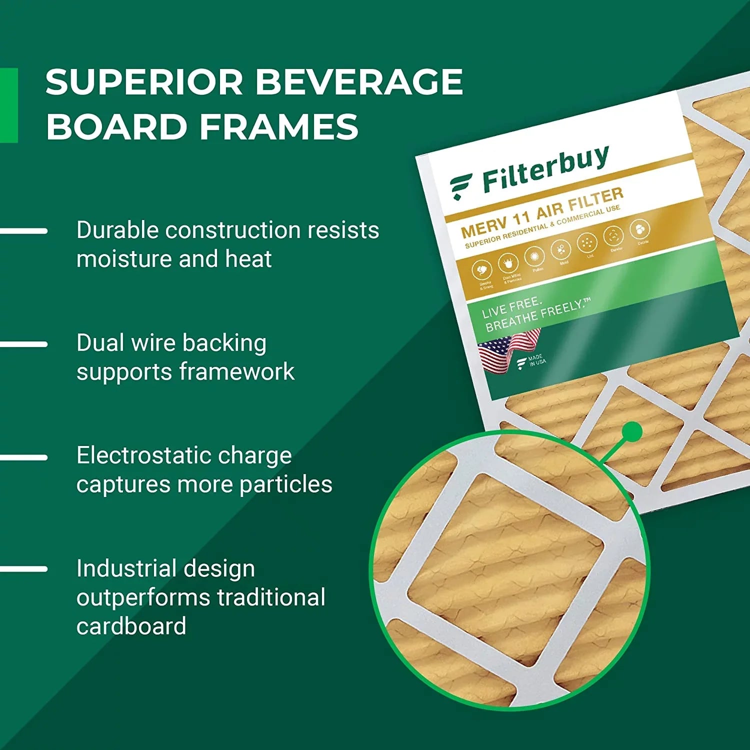Filterbuy 25x32x1 MERV 11 Pleated HVAC AC Furnace Air Filters (6-Pack)