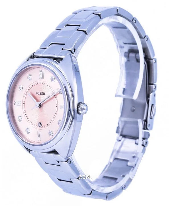 Fossil Gabby Crystal Accents Rose Gold Tone Dial Quartz Womens Watch, Black