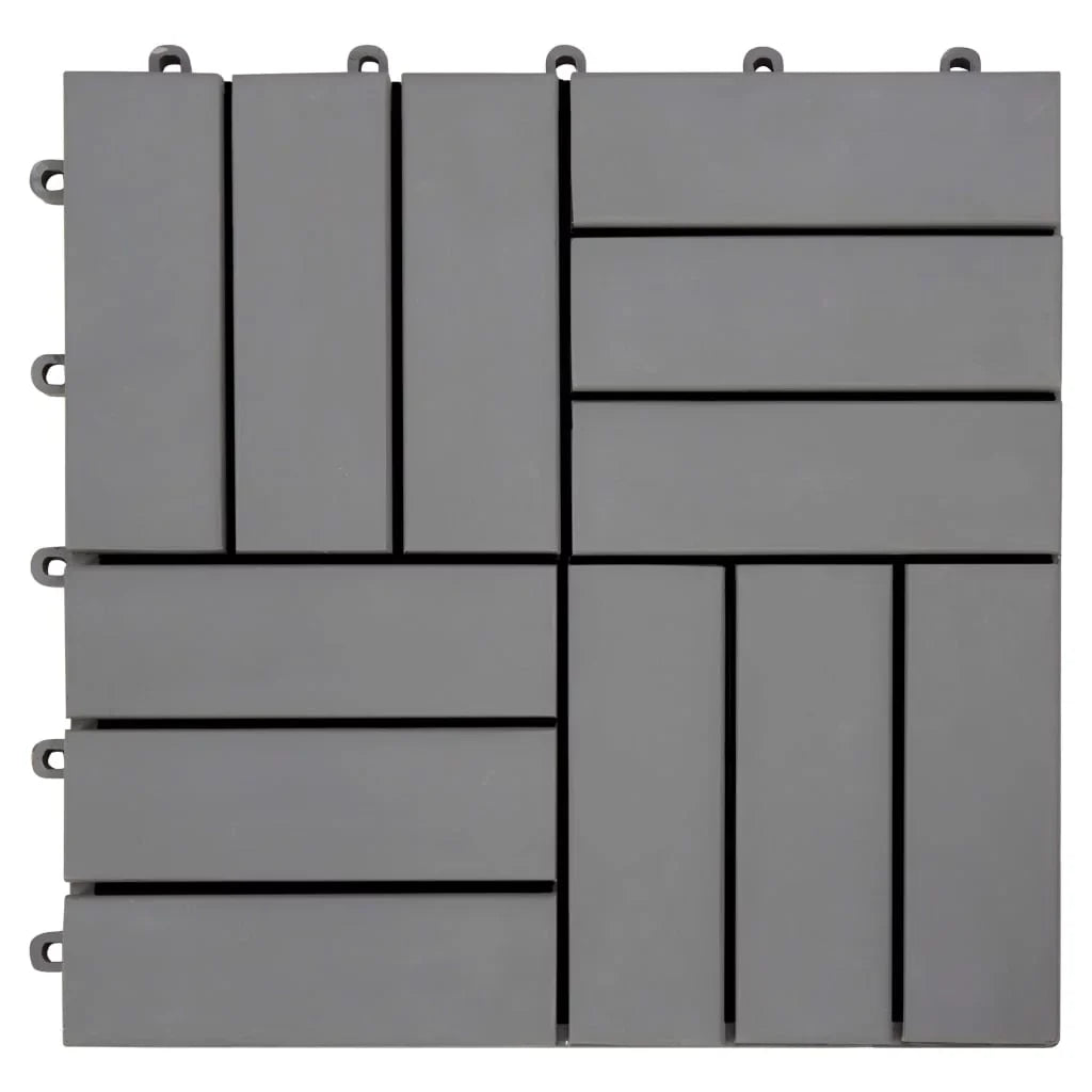 Anself 10 Piece Deck Patio Pavers Tiles Set Acacia Wood Interlocking Decking Flooring Tiles Bathroom Patio Poor Balconies Spa Area Suit for Indoor Use Gray Wash 11.8 x 11.8 Inches (L x W)