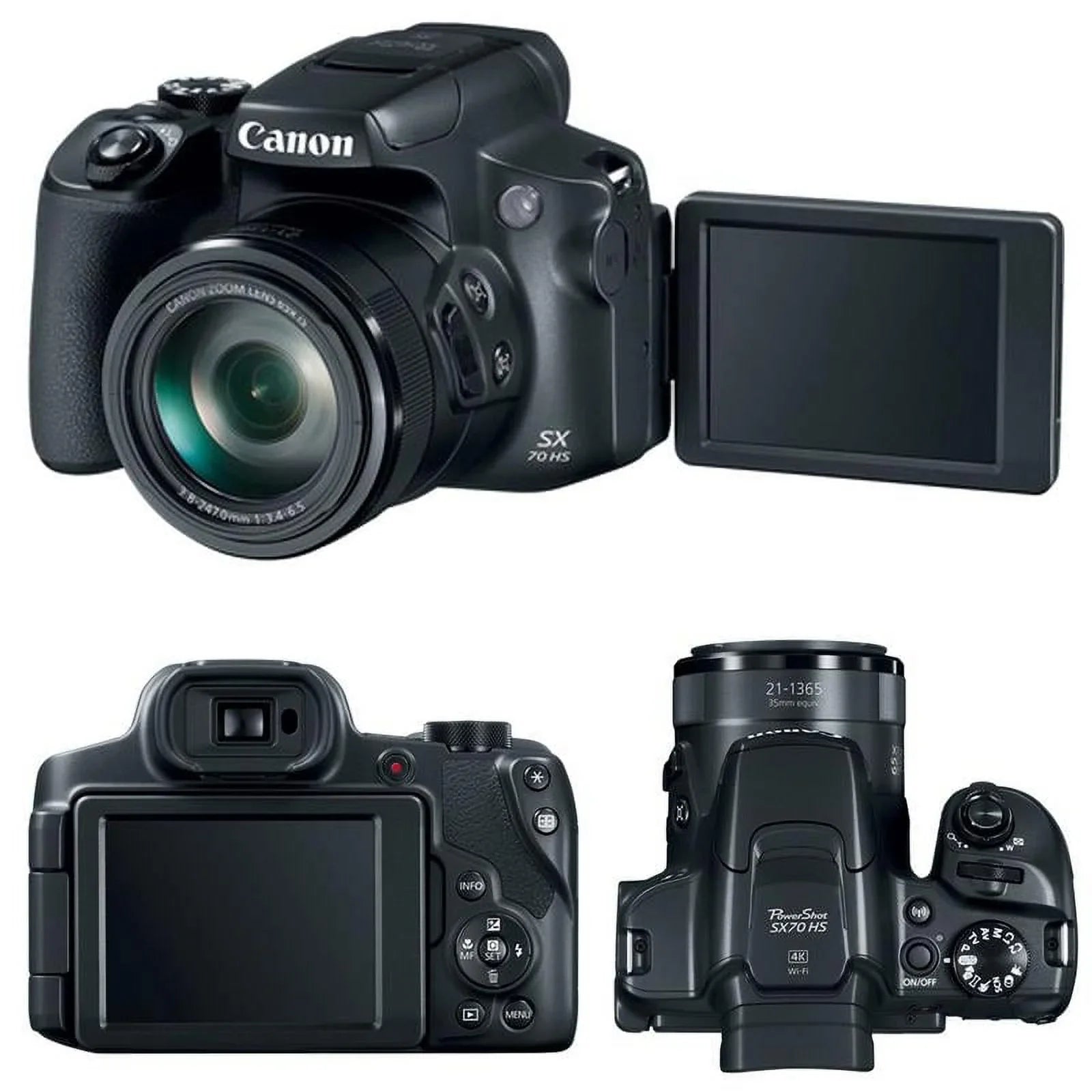 Canon PowerShot SX70 HS 4K Wi-Fi Digital Camera wth Full Accessory Bundle