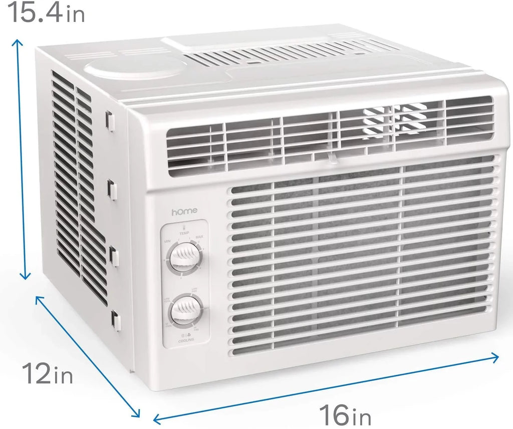 hOmeLabs Window Air Conditioner 5000 BTU - Easy Mechanical Control Compact AC Unit with Washable Reusable Filter, 2 Cooling Speeds, 2 Fan Speeds - Perfect for Bedroom and Rooms up to 150 Sq. Ft.
