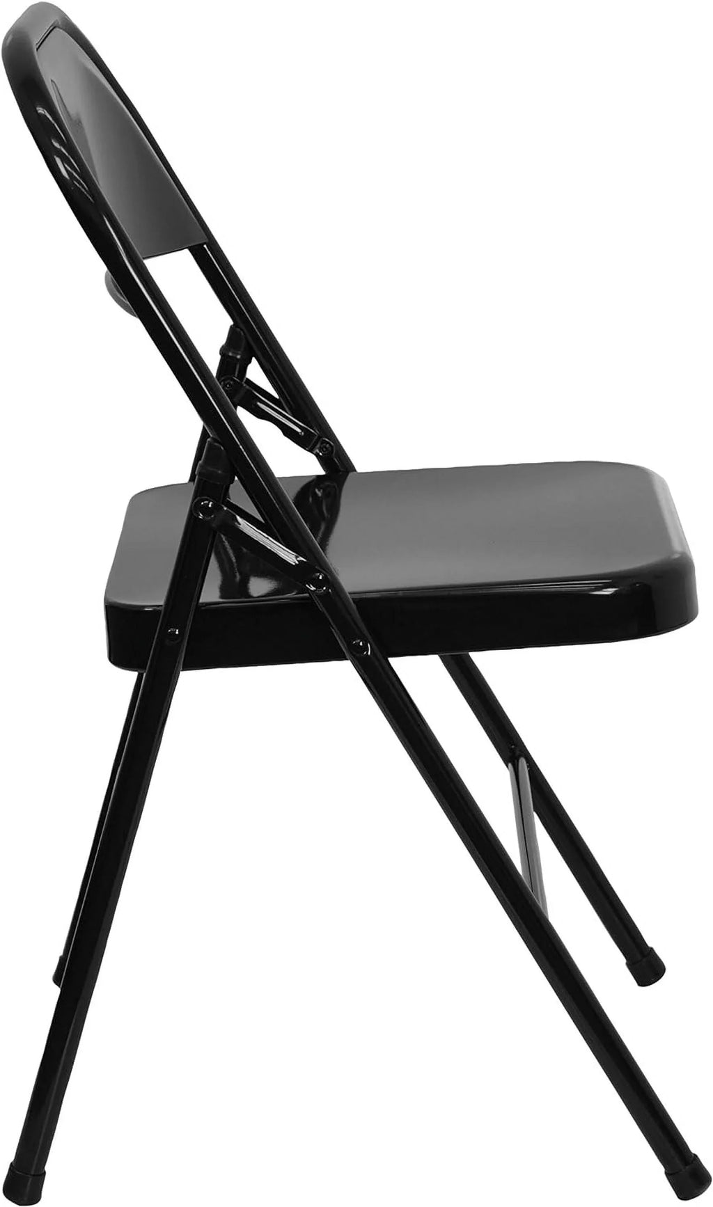 HERCULES Series Triple Braced & Double Hinged Black Metal Folding Chair