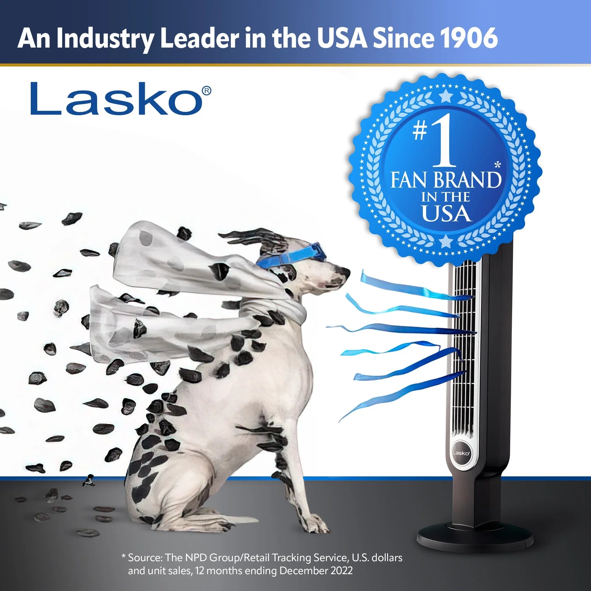 Lasko 42" Outdoor Living Tower Fan for Decks and Patios with 4 Speeds, Beige, YF202, New