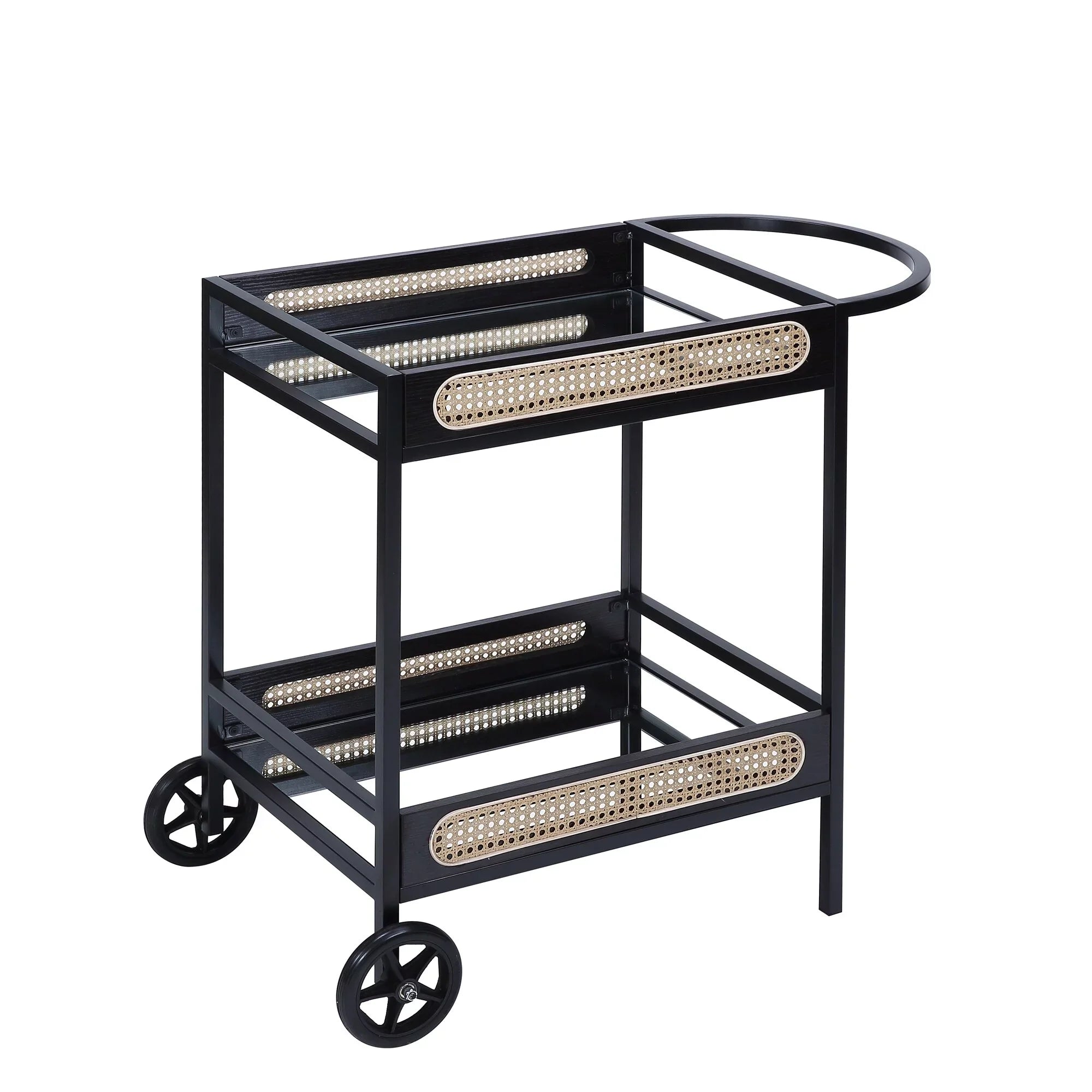 BESTCOSTY Kitchen Carts Serving Cart, Black Finish Metal & Wood