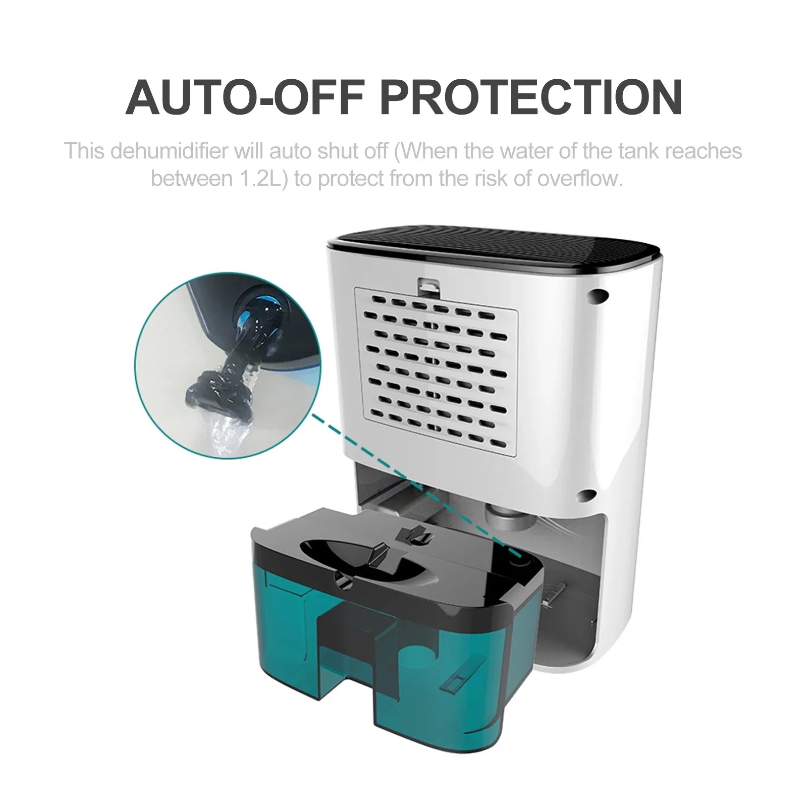 Portable 1200mL Dehumidifier for up to 215 Sq. Ft - Auto-Off, Humidity Control, Optimal for Home, Basements, Bedrooms, Garages, Wardrobes, RVs