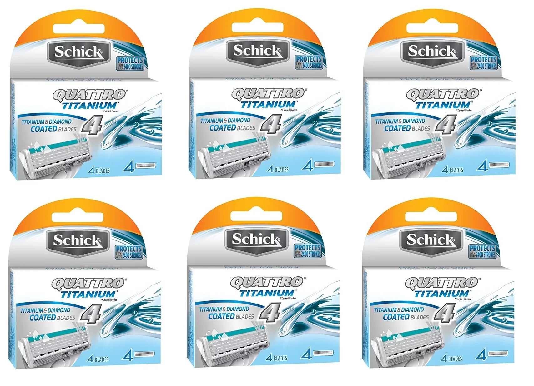 Schick Quattro Titanium Refill Cartridges - 24 Count + Makeup Blender Stick, 12 Pcs