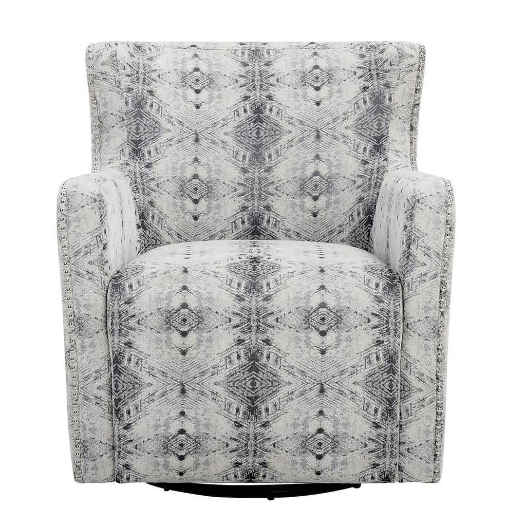 Lexicon Lonita 30" Contemporary Chenille Geometric Swivel Chair in Off White