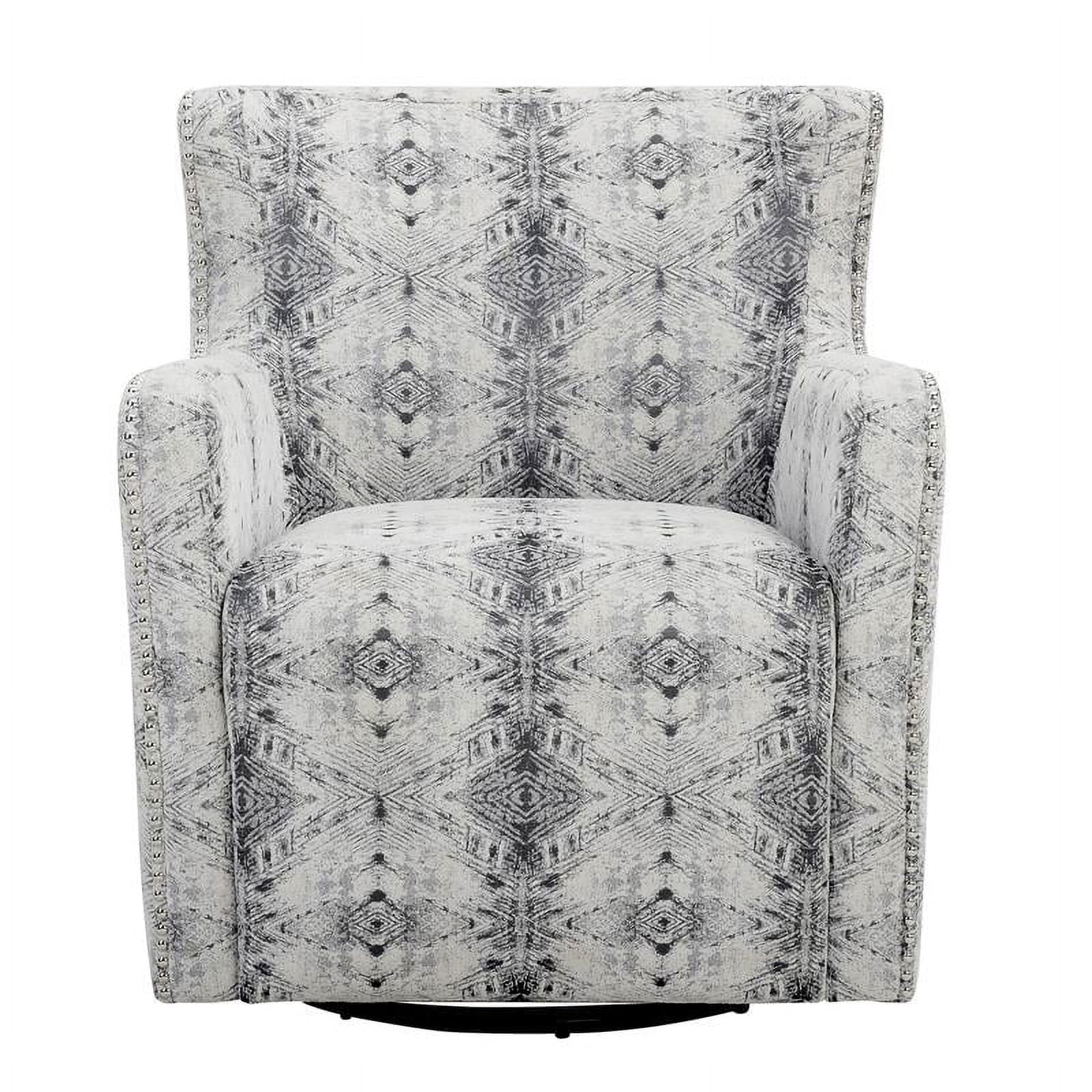 Lexicon Lonita 30" Contemporary Chenille Geometric Swivel Chair in Off White