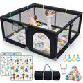 Upgraded 320D Washable Baby Playpen with Padding Mat, 6in1 Large Playpen for Toddlers, Sturdy & Safe Playpen with Padded Cotton Top Rod for Protecting Babies, Baby Play Yard with Zipper Gate