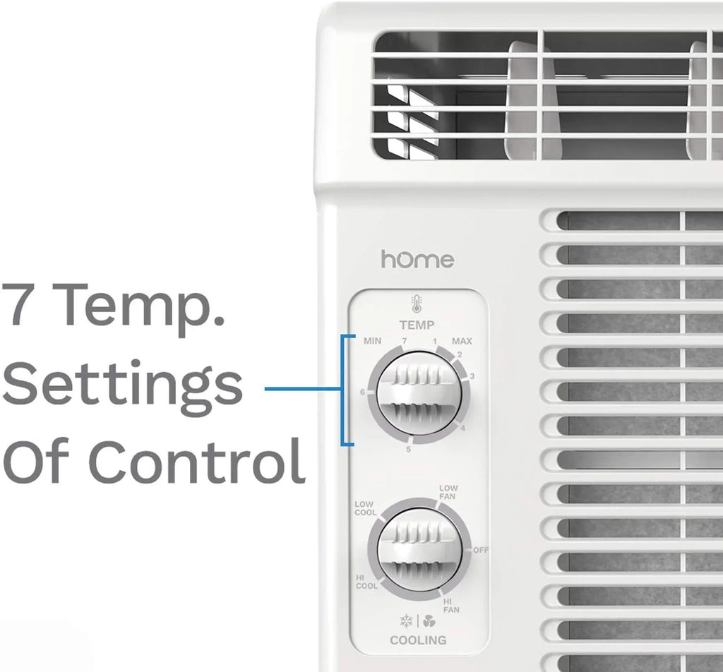 hOmeLabs Window Air Conditioner 5000 BTU - Easy Mechanical Control Compact AC Unit with Washable Reusable Filter, 2 Cooling Speeds, 2 Fan Speeds - Perfect for Bedroom and Rooms up to 150 Sq. Ft.