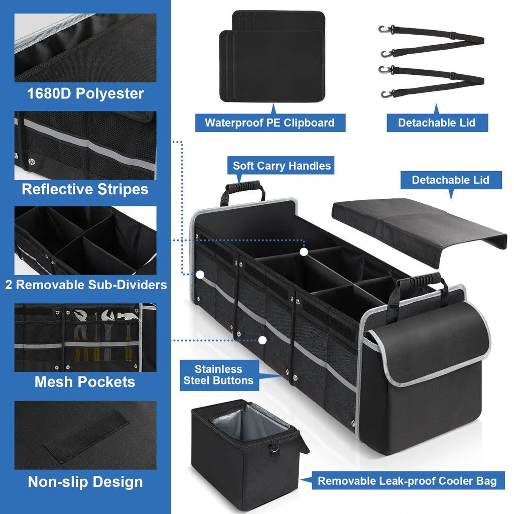 Car Trunk Organizer Multi Compartment Cargo Storage Container for SUV Truck US