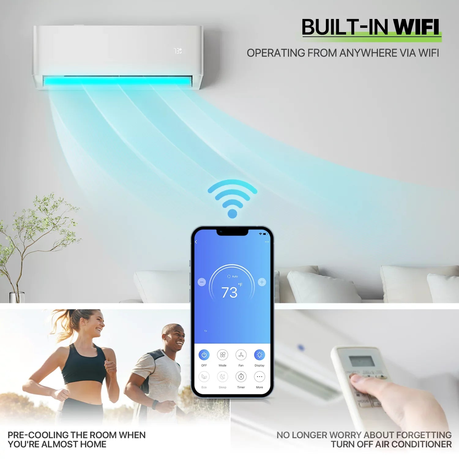 Magshion 9000 BTU 22 SEER Mini Split Air Conditioner & Heater Ductless Inverter System, Cools Up to 400 Sq.Ft., AC Unit with WIFI Smart Control & Pre-Charged Condenser, White