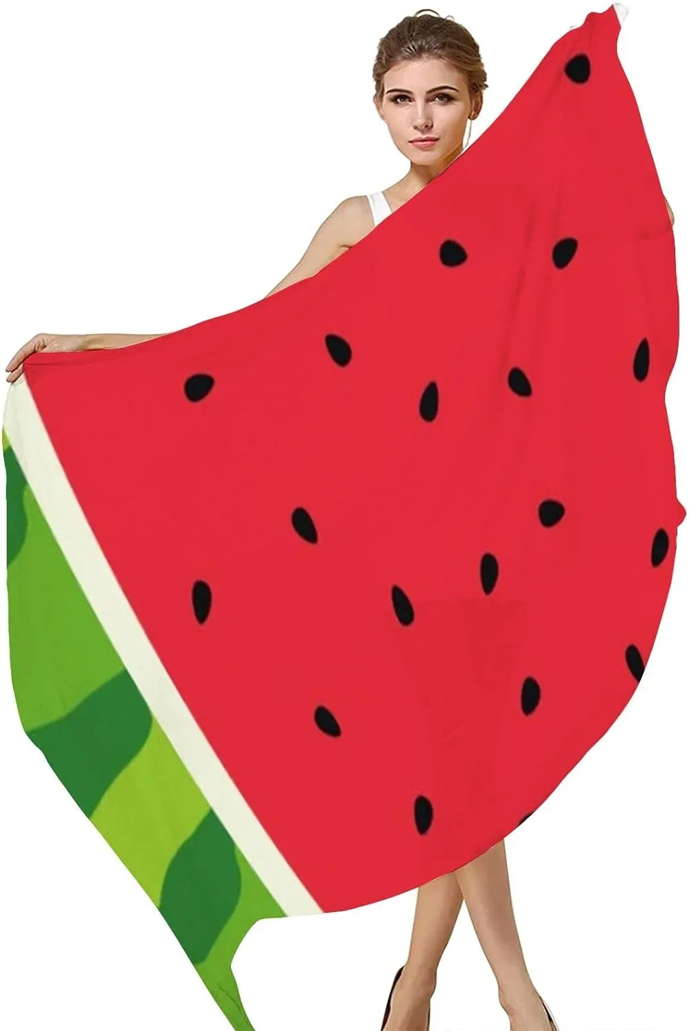 Hyjoy Watermelon Slice Seed And Skin Long Silk Neck Scarf Lightweight Shawl Wrap Scarves for Women Girls