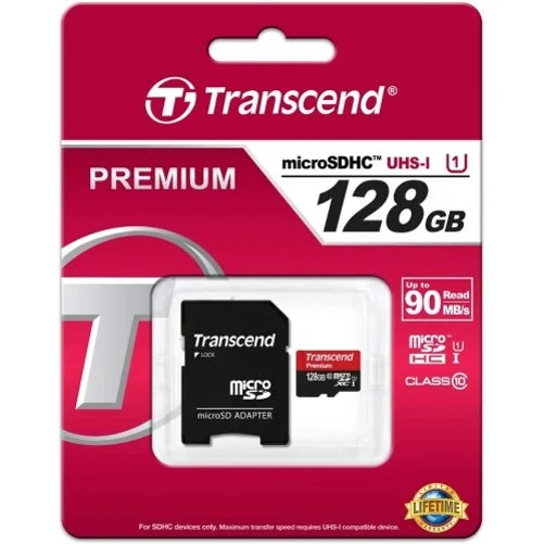 128GB Memory Card with Zipper Case (Not a phone case) - Transcend High Speed MicroSD Class 10 MicroSDXC Matching for ZTE Axon 9 Pro, Blade Vantage 2,Spark,Max 3,2S, M, Force, ZPad 8 - Q7G