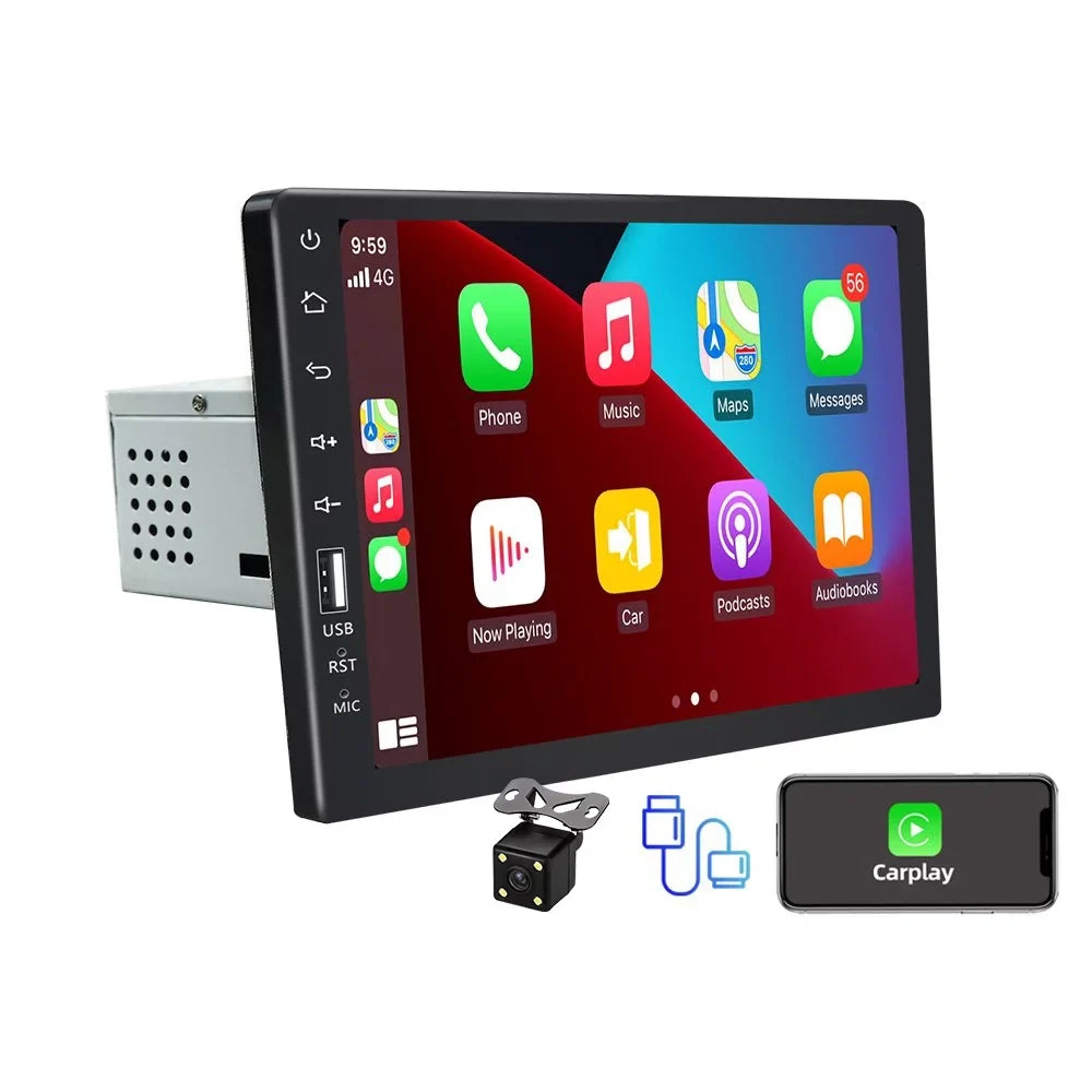 JMANCE MP5 Apple Carplay Android Auto Car Audio GPS 9" Single Din FM Radio with Camera
