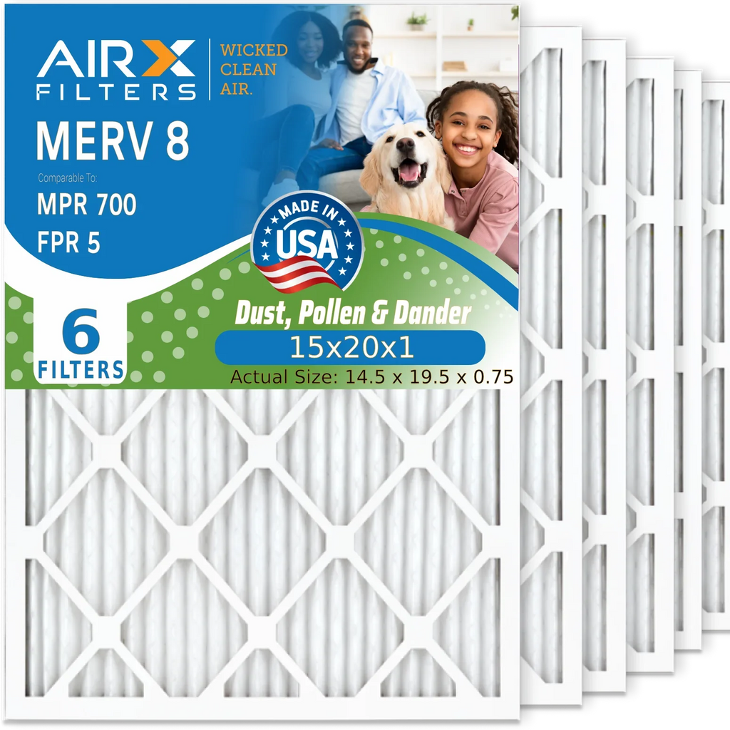 15x20x1 Air Filter MERV 8 Comparable to MPR 700 & FPR 5 Matching with Lennox 91X24 Filter 6 Pack MERV 8 Comparable to MPR 700 & FPR 5 by AIRX FILTERS WICKED CLEAN AIR.