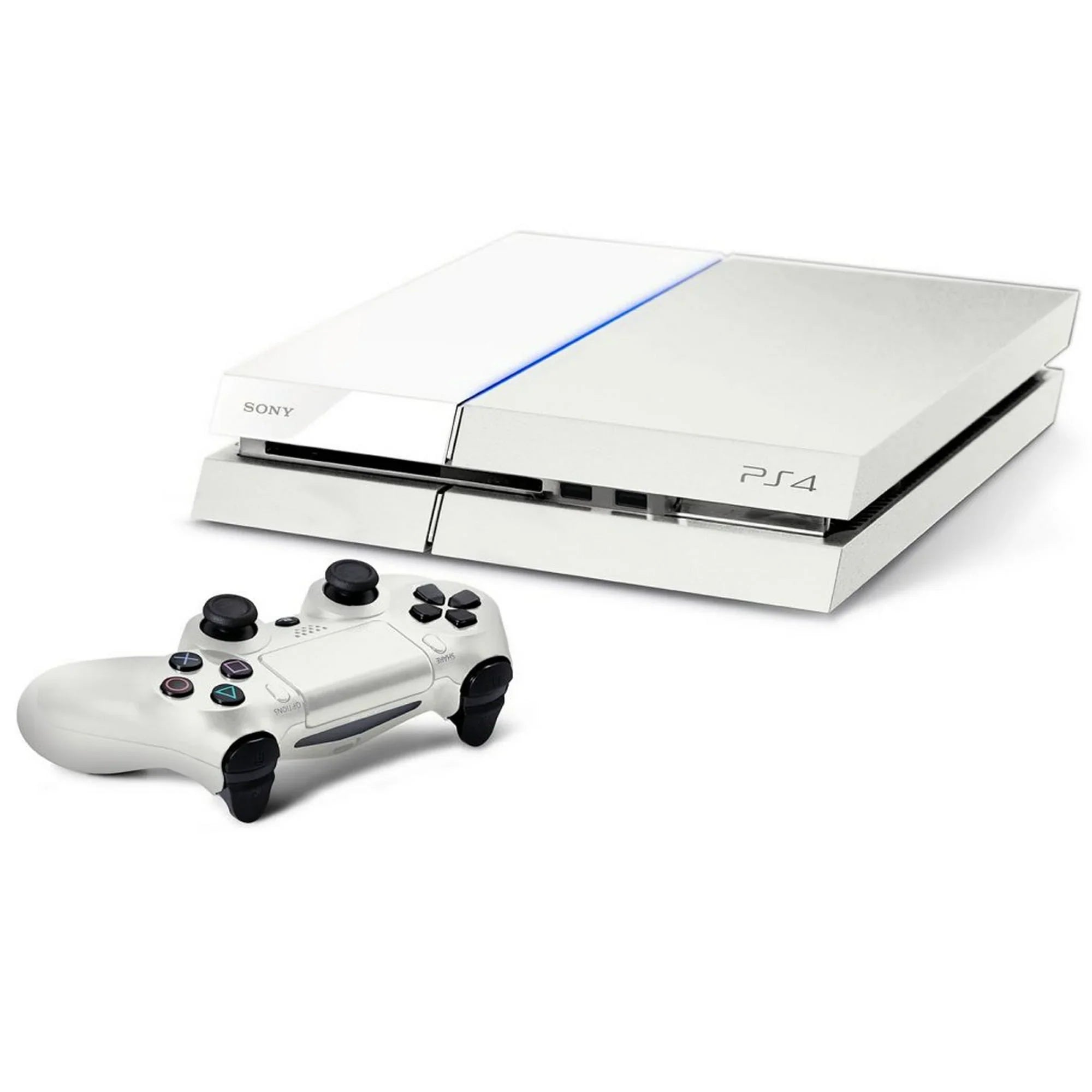 Sony PlayStation 4 500GB Gaming Console White HDMI Cable 2 Controller with BOLT AXTION Cleaning Kit Bundle Like New