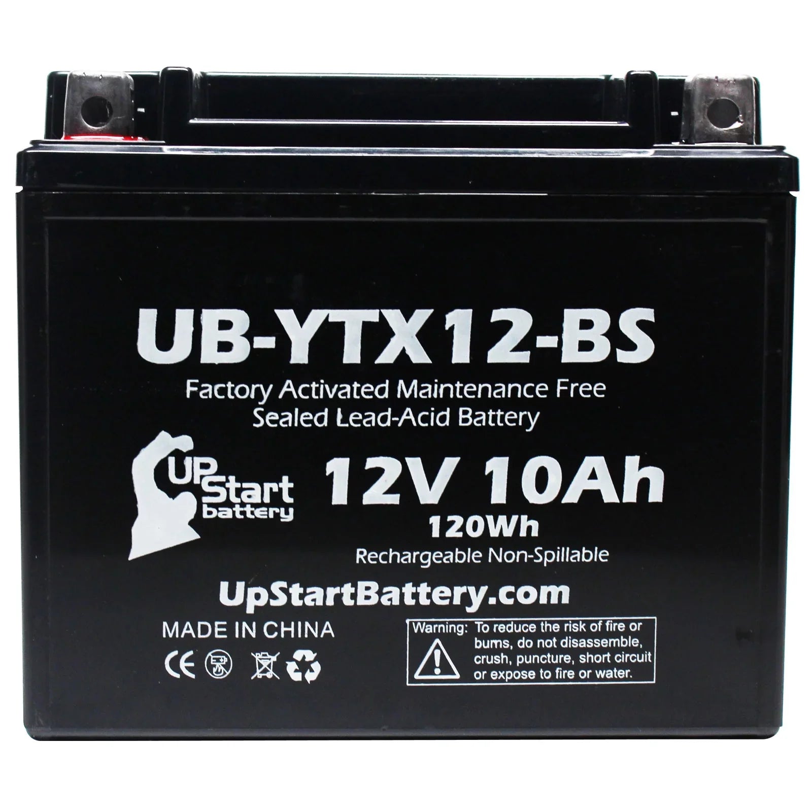 UpStart Battery Replacement 2003 Suzuki GSX-R1000 1000 CC Factory Activated, Maintenance Free, Motorcycle Battery - 12V, 10Ah, UB-YTX12-BS