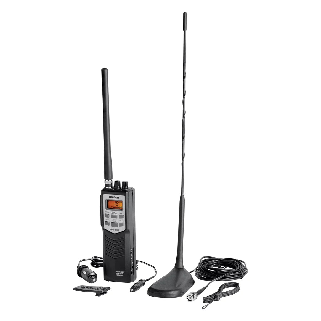 Uniden PRO501TK Pro Series 40-Channel Handheld CB Radio with Magnet-Mount Antenna, Black, PRO501TK