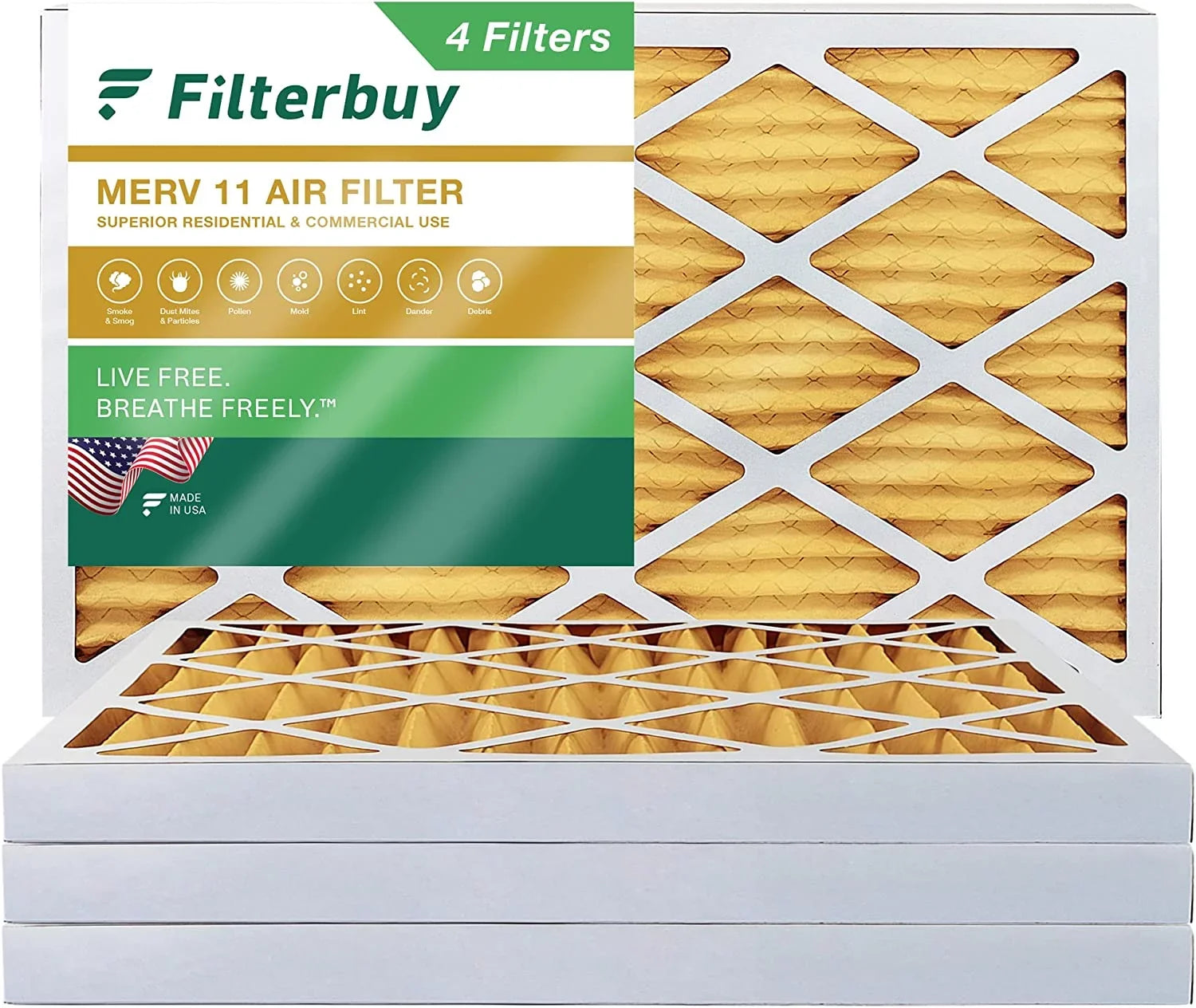 Filterbuy 20x32x2 MERV 11 Pleated HVAC AC Furnace Air Filters (4-Pack)