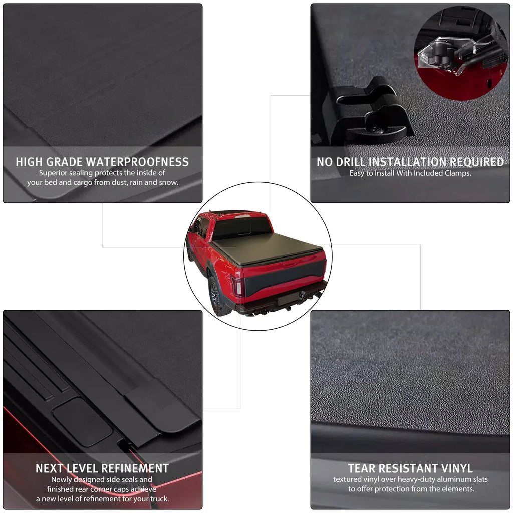 XTWEEX Soft Roll Up Truck Bed Tonneau Protection Fits 2002-2023 Dodge Ram 1500 | 2003-2023 Ram 2500 3500 | 2019+ Ram 1500 Classic Body(Not for New Body) 6.4 FT Bed W/O Rambox