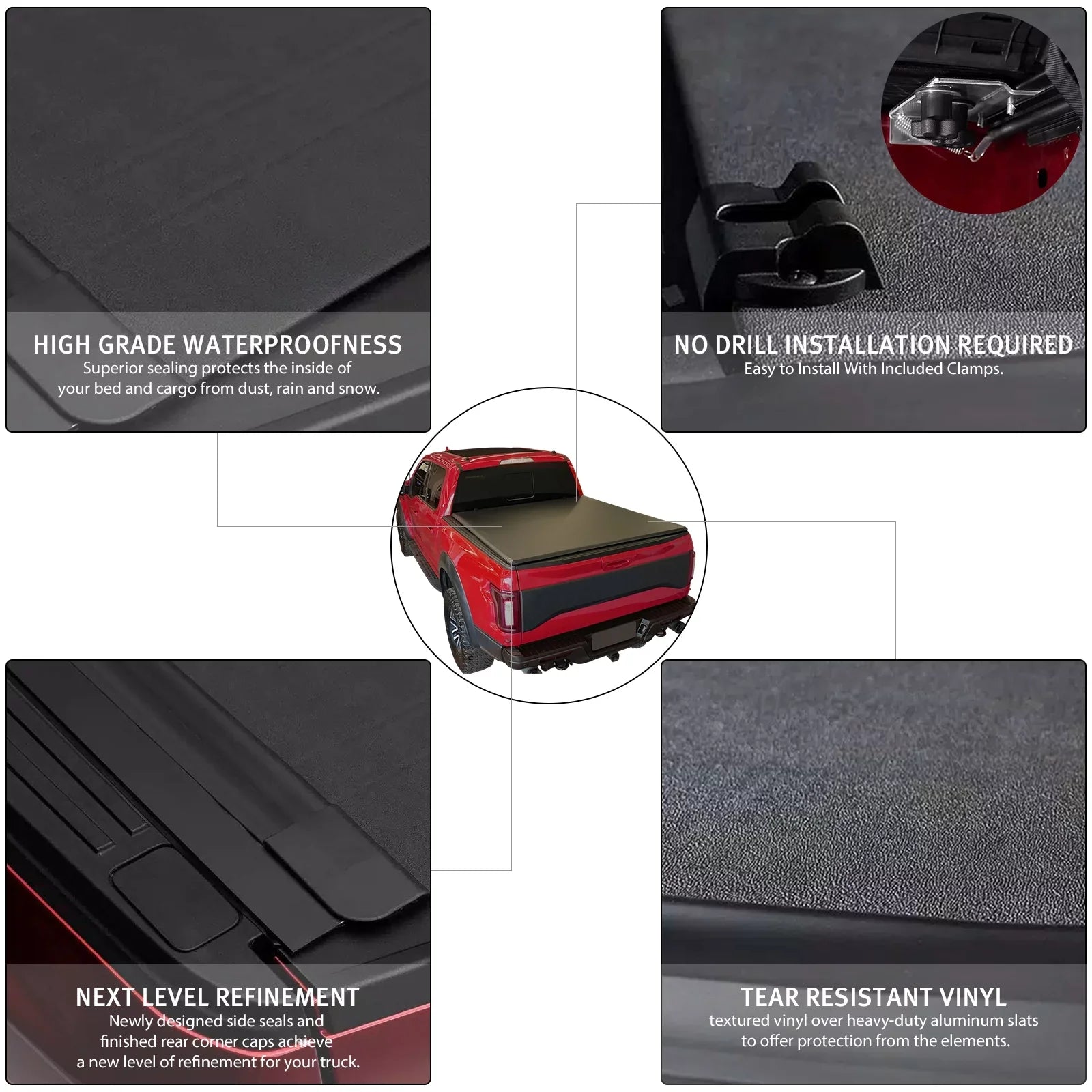 XTWEEX Soft Roll Up Truck Bed Tonneau Protection Fits 2002-2023 Dodge Ram 1500 | 2003-2023 Ram 2500 3500 | 2019+ Ram 1500 Classic Body(Not for New Body) 6.4 FT Bed W/O Rambox
